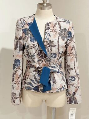 Harve Benard Floral Print Long Sleeves Tie Front Blazer Jacket Size 6 NWT